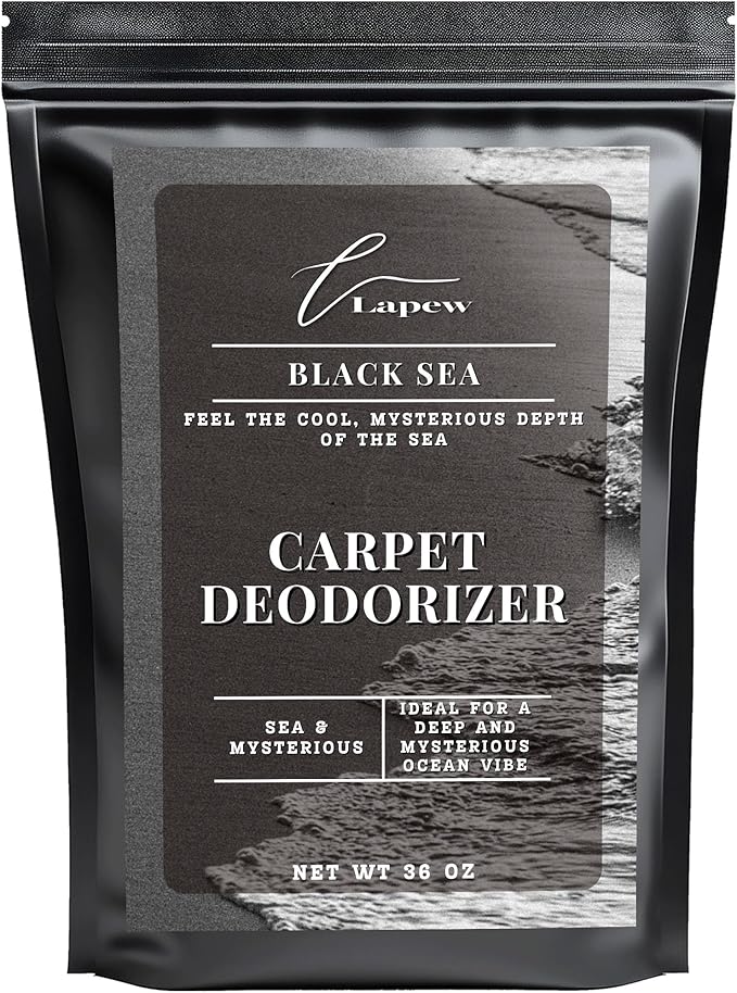 Lapew Black Sea Carpet Deodorizer Powder - Pet Safe Freshener for Vacuuming | Scented Odor Eliminator for Home | 36 oz