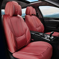 Coverado Universal Seat Covers Front, Universal Seat Covers for Cars, 2-Pack Waterproof Nappa Leather Car Seat Covers with Head Pillow, Auto Protectors Fit for Most Sedans SUV Pick-up Truck-Red