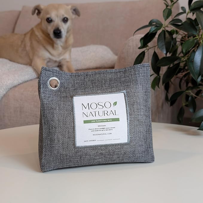 Moso Natural Air Purifying Bag 600g (3 Pack) Premium Bamboo Charcoal Odor Absorber | Pet Odor Eliminator for Home | Room Deodorizer for Large Spaces, Bedroom, Kitchen, Basement | Charcoal Bags