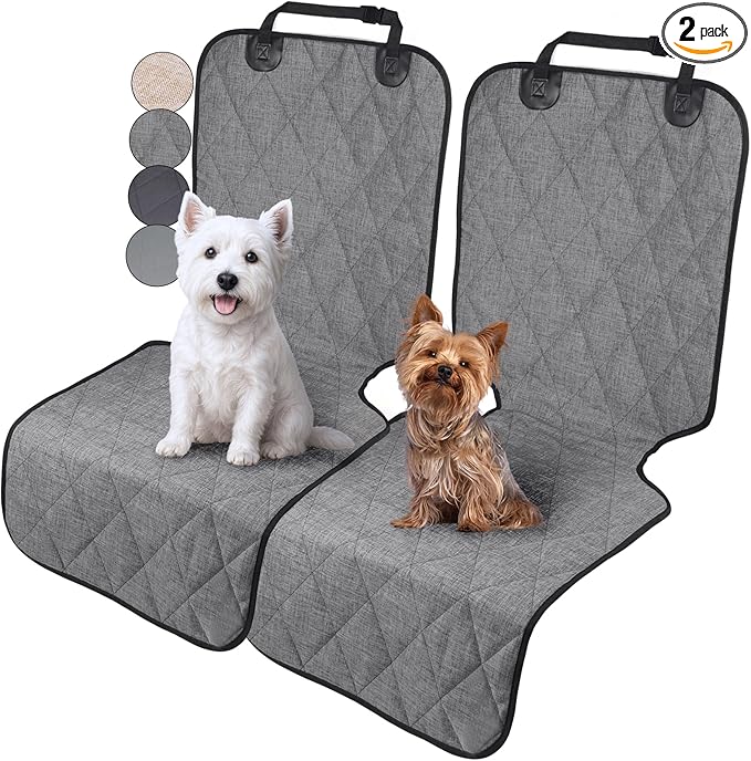 VIVAGLORY Dog Front Seat Cover Seatflex Car Seat Protector for Dog, Car Cover for Pet, Front Single Bucket Captain Chair Protector, Standard, Heather Black, 2Pack