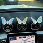 2 Pcs Embroidery Fragrance Butterfly Decoration, Butterfly Car Vent Clips, Embroidery Fragrance Butterfly Car Air Freshener Clip Charm Car Inter Decor Cute Car Accessories for Women Girls-Blue