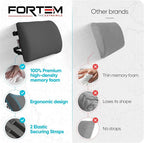 FORTEM Lumbar Support Pillow for Office Chair, Lumbar Support Pillow for Car, Back Rest for Gaming, Memory Foam Pillow, Desk Chair Cushion, Breathable & Washable Cover, Adjustable Straps