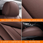 Car Seat Covers Full Set, Car Seat Cover Lumbar Support, Car Seat Protector Waterproof, Nappa Leather Car Seat Cushion, Front Seats and Back Fit for Most Cars Brown