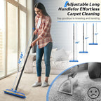 Carpet Rake for Pet Hair Removal Tool,2 in 1 Carpet Scraper Fur Sweep Dog Cat Hair Remover with 60" Long Handle for Carpets, Rugs, Couch,Sofa, Furniture,Blue