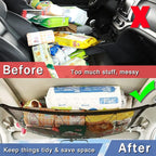 Car Ceiling Storage Net | Double Zipper, Adjustable Strap Prevent Falling, 31"x21"Double-Layer Mesh Long Road Trip Camping Van SUV Roof Cargo Pocket Organizer for Putting Quilt Toys Sundries