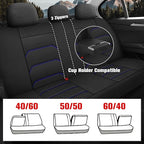CAROMOP 3D Air Mesh Car Seat Covers Full Set,Breathable and Durable Seat Covers for Cars,Split Bench Compatible,Universal Fit for SUV,Vans,sedans, Trucks, Automotive Interior Covers(5-Seat Black/Blue)