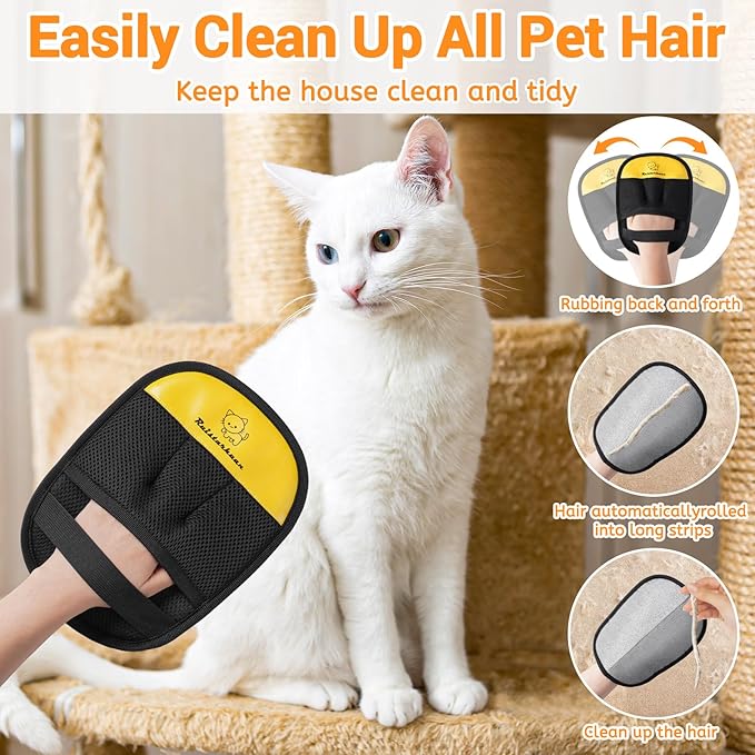Pet Hair Removal Glove，2026 Newly Upgraded Reusable Magic Brush Pet Hair Remover Glove for Cats & Dogs，Pet Hair Remover Tool for Couch,Curtain, Clothing, Carpet, Car Seat (2Pcs)