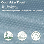 Cooling Camping Pillow, Memory Foam Travel Pillow with Adjustable Buckle Strap & Storage Bag, Compact Small Pillow for Airplane, Car Lumbar, Office, Washable Cooling Cover, Glacier Blue