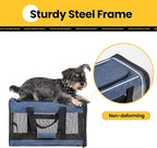 Cat Carrier Airline Approved, Soft-Sided Dog Carrier with Inner Safety Leash, Pet Transport Carrier for Small-Medium Cats Puppies up to 15 Lbs, Collapsible Travel Kitten Carrier Bag -Blue M