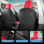 Seat Cover for Tesla Model Y Juniper 2025-2026 Custom Fit Leather Seat Cover Full Set (Crocodile Red+Black 25-26)