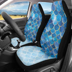 Gradient Blue Mermaid Scale Print Universal Car Seat Covers Front Seats Only for Women,Fit for Most Cars