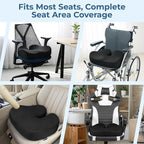 5 STARS UNITED Seat Cushion - Memory Foam Chair Cushion for Tailbone Pain Relief - Ergonomic Support for Coccyx, Sciatica & Butt - Office, Desk & Gaming Chair, Car Seat, Wheelchair, Black