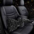 4 PCS Bling Car Pillows,Rhinestones Bowknot Car Headrest Pillow,Car Neck Pillow for Driver Relax Necksupport,Sleeping Travel Support Neck Pillow,Shiny Diamond Interior Accessories for Women,Black