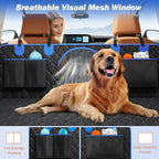 Back Seat Extender for Dogs, Dog Car Seat Cover for Back Seat Hard Bottom - Holds 330lbs Waterproof Back Seat Pet Cover for Dogs with Mesh Window & Pocket, Dog Hammock for Car, Small Truck, SUV