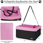 JESPET & GOOPAWS Dog Booster Seats for Cars, Portable Dog Car Seat Travel Carrier with Seat Belt for 24lbs Pets (Pink-16 L x 13" D x 9" H)