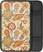 Dreaweet Bohemian Floral Arm Rest Cover for Car Women Soft Anti Slip Armrest Cover Center Console Cushion Pad Boho Car Accessories Universal Fit Most Cars SUV Sedan