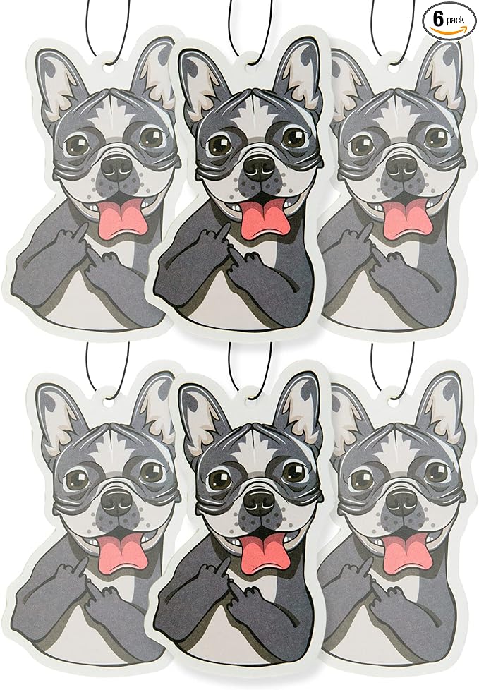 Fresh Fresheners Cute and Funny Dog Car Air Fresheners 6 Pack Scented With Premium Oils By Fresh Fresheners (F Frenchie, 6 Pack)