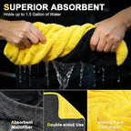 1400 GSM Car Drying Towels Car Detailing– XXL Microfiber Towels for Cars, Trucks(48" x 24"), Ultra-Absorbent, Streak-Free, Scratch-Free, No Water Spots, Double-Twist Pile & Edgeless Design