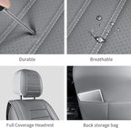 Car Seat Covers, Waterproof Horizontal Stripes Automotive Seat Covers, Universal Anti-Slip Car Seat Protectors for Most Cars Sedans SUV Pick-up Truck (2 PCS Front Seat, Grey)