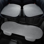 3 PCS Linen Car Seat Covers with Storage Pocket, Back Seat Covers Protectors with Non-Slip, Breathable Bench Seat Covers Universal Fit for SUVs, Cars, Trucks (Light Grey)