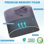Lumbar Support Pillow for Office Chair, Car Seats and Home Desks, Ergonomic Back Support with Double Adjustable Straps, Machine Washable Cover, Grey