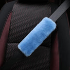 Soft & Cozy Australian Sheepskin Car Seat Belt Covers,2 Pack Fluffy Seatbelt Pads, Genunie Sheepskin Fur Shoulder Straps Cushions for Adults Kids Women and Men (Sky Blue)