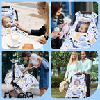 THE KENKYO Car Seat Cover for Babies, Breathable Carseat Cover for Boys Girls, Kick-Proof Infant Car Seat Canopy with Mesh Peep Window and Sun Shade, Windproof Stroller Cover for All Seasons