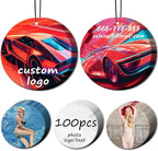 100Pcs Custom Logo Air Freshener for Car Bulk, Wholesale Personalized Double-Sided Car Air Fresheners, Custom Commercial Photo/Logo with Scents Freshener (100 Round)