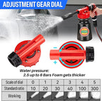 Updated 16 IN 1 Car Wash Foam Gun, Foam Cannon,Adjustable Hose Wash Sprayer with 2.5 to 6 Bars Foam Blaster,Suitable for Car Cleaning and Garden Use with 1/2” Quick Connector(Black)