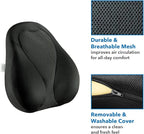 Mount-It! Office Chair Cushion, Lumbar Support Pillow for Office Chair, Back Support for Work, Office, Gaming with Memory Foam Filling for Back Pain Relief, Improve Posture, Black with Washable Cover