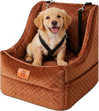 Dog Car Seat for Medium Dogs – Premium Pet Booster Seat with Two Pet Safety Belts, Detachable Washable Cover Non-Slip Base, Portable Dog Travel Seat for Road Trips & Daily Errands Up to 35lbs