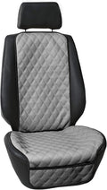 FH Group Car Seat Cushion – Faux Leather Single Front Seat Cover with Front Pockets, Airbag Compatible, Universal Fit Car Seat Cushion for Driver or Passenger Seat, SUV, Truck, Sedan & Van – Gray