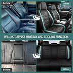 otoez Universal Leather Car Seat Covers 5 Seat Full Set Automotive Seat Protector Replacement Compatible with Most Honda Toyota Chevy Ford, Vehicles, Sedens, Trucks, SUVs (Green+Black,No Pillows)