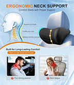 2-Pack Car Neck Pillow: Ergonomic Memory Foam Car Headrest Pillow, Neck Support Pillow for Long Drives, Headrest Support Cushion for Pain Relief, Universal Fit for Cars, SUVs & Trucks – Black