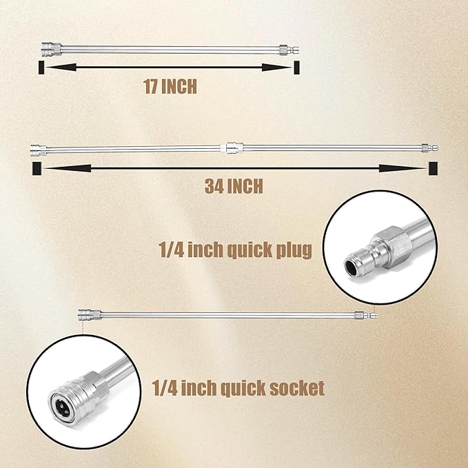 RIDGE WASHER Pressure Washer Extension Wand, 17 Inch Stainless Steel Power Washer Lance, 1/4 Inch Quick Connect, 2 Pack