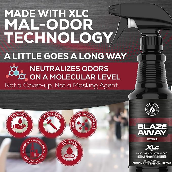 Blaze Away Commercial Air Freshener & Odor Eliminator for Strong Odor - Industrial-Grade Room Spray & Room Deodorizer for Home, Car, Smoke & Pet Odors - Long-Lasting Odor Absorber, Room Fresheners
