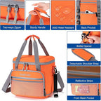 Soft Cooler Bag with Two Ice Packs,Collapsible Cooler for Travel with Adjustable Shoulder Strap,Large Capacity Leakproof Insulated Soft Sided Cooler Bag for Camping, Hiking, Picnic