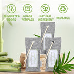 CLEVAST Activated Bamboo Charcoal Odor Absorber - 6 x 60g Air Purifying Bags Natural Fresh, Deodorizer and Moisture Eliminator for Home, Closet, Shoes, Car Air freshener Grey