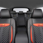 PU Leather Car Seat Covers Full Set – Waterproof seat Cover for Cars，3D Foam Support Automotive seat Covers ，Airbag Compatible, Universal Fit for Cars SUVs Trucks Sedans（Black/Red）