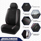 Skechers Air-Cooled Memory Foam Seat Covers,Mesh Thick Car Seat Covers,Piping Leather Car Seat Cover,Airbag Compatible,Automotive Comfort for Most Cars, Vans, Trucks, SUV(Pink, Full Set)