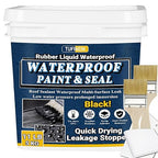 Rubber Liquid Waterproof Sealant, TUFINEIN 11 LB/5 KG Black Quick Drying Multi Surface Foundation Leak Repair - Roof Gutters Basement Sealer Waterproof - Indoor & Outdoor Flexible Rubber Paint
