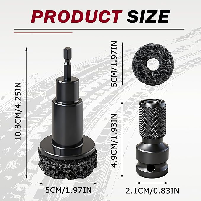 Wheel Hub Cleaning Tool Set, Wheel Stud Cleaner, Wheel Hub Resurfacing Kit, 5 Cleaning Heads, Wheel hub Cleaning for Passenger Cars and Trucks