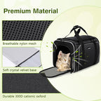 Pecute Cat Carrier Expandable, Extra Large Pet Carrier Bag, Foldable Cat Carrier Bag with Breathable Mesh, Pet Carrier Transport Bag for Dogs and Cats, with Shoulder Strap and Pet Bowl, Black