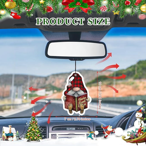 12 Pcs Christmas Car Air Freshener Bulk Scented Christmas Tree Ornaments Buffalo Plaid Gnomes Snowman Bow Hanging Decoration Car Scented Automotive Interior for Stocking Stuffers Party Gift