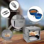 Suertree Cat Carrier for 2 Cats, Pet Travel Carrier for Cats and Small Dogs Up to 45 Lbs, Bowls, and Locking Zippers