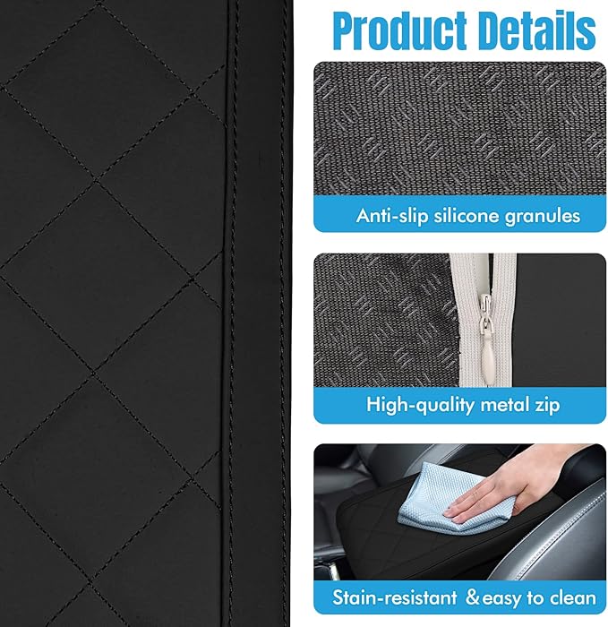 Hovom Car Center Console Armrest Pillow, 12.6"×7.87"×1.97" Leather Arm Rest Cover for Cars, Soft Comfortable Auto Armrest Cushion Pad, Vehicle Middle Console Cover, Car Accessories (Black)