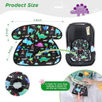 Car Seat Protector for Potty Training, 2 Pack Waterproof Piddle Pad Cover with Anti-Slip Backing, Portable Car Seat Liner for Toddler Baby Safety Carseats & Strollers (Black Dinosaur)