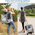 Extra Large Pet Carrier Backpack with Wheels Cats Under 30 Lbs, for Dogs Puppies Rabbits Other Animals Under 25 Lbs, Great for Travel/Hiking/Outdoor Use