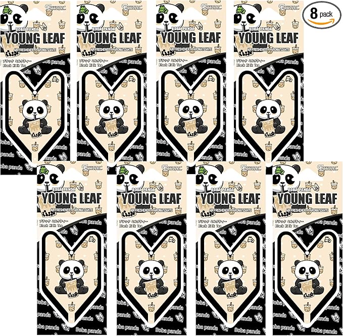 Tree Frog Young Leaf Black Milk Tea 8-Pack, Boba Panda Car Hanging Air Freshener Treefrog