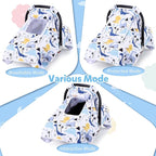 THE KENKYO Car Seat Cover for Babies, Breathable Carseat Cover for Boys Girls, Kick-Proof Infant Car Seat Canopy with Mesh Peep Window and Sun Shade, Windproof Stroller Cover for All Seasons